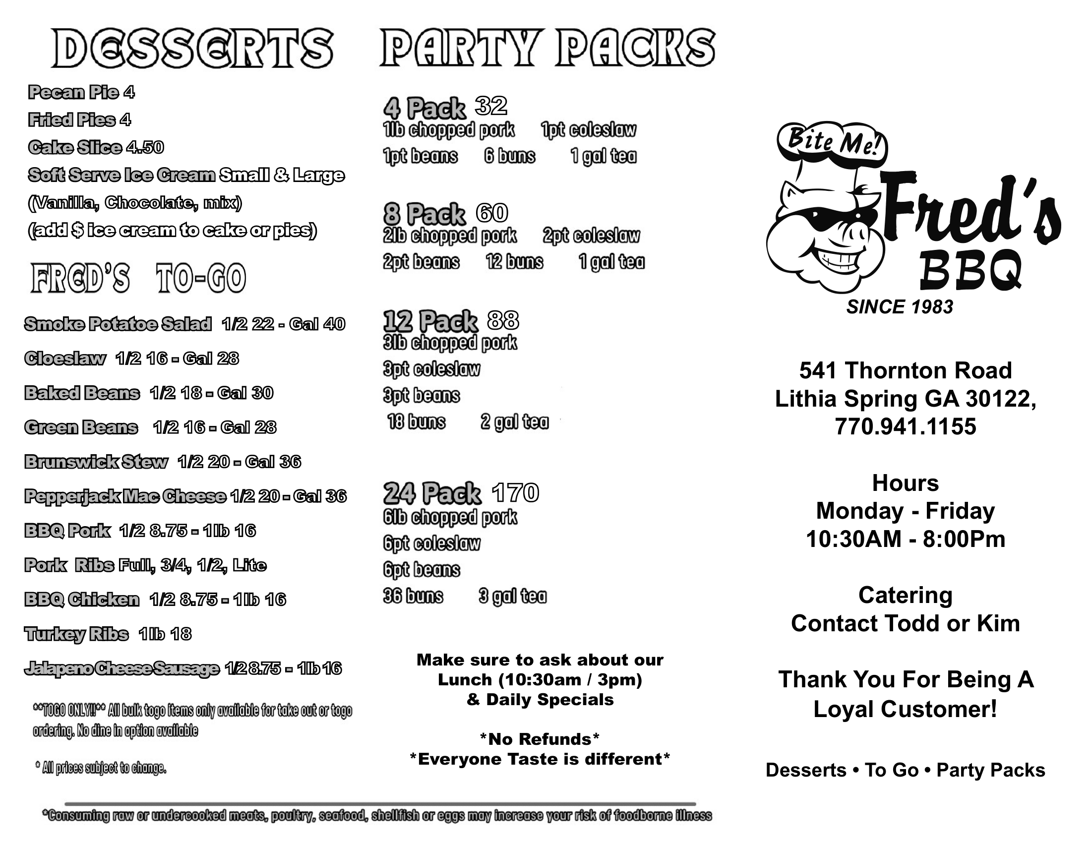 BBQ in Lithia Springs, GA | Fred's Bar-B-Q House