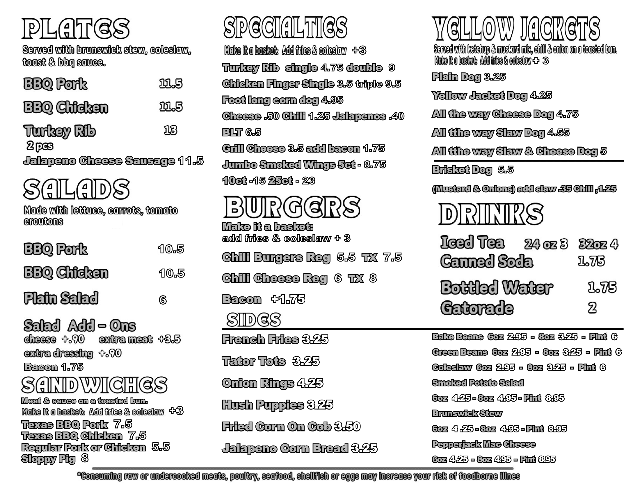 Bar-B-Q Menu in Lithia Springs, GA | Fred's Bar-B-Q House
